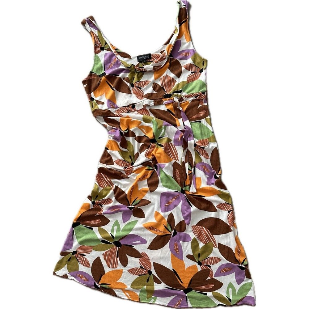 Oviesse Womens Sleeveless Dress Sz 46 Geometric Shape Cynch Waist Made In Italy